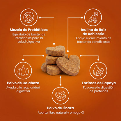 120 snacks triple-bióticas para el intestino, sistema inmunitario y digestión